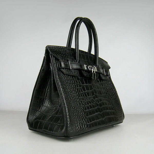 Replica Hermes Birkin 30cm Crocodile Veins Bag Black 6088 On Sale - Click Image to Close